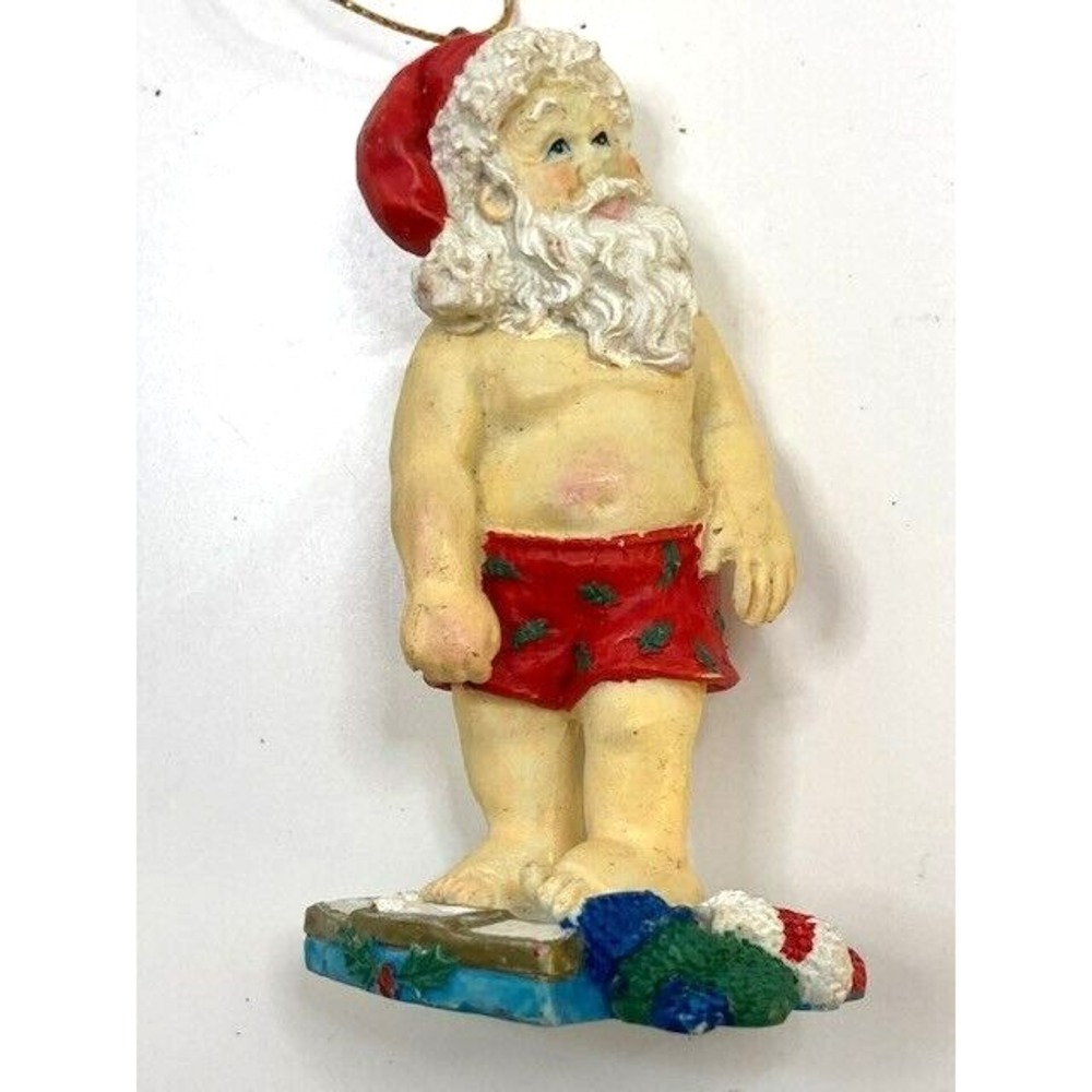 Lot‎ Of 3 Vintage Ceramic Santa Claus Ornaments Made In Japan Santa Bathing Suit - Picture 5 of 8